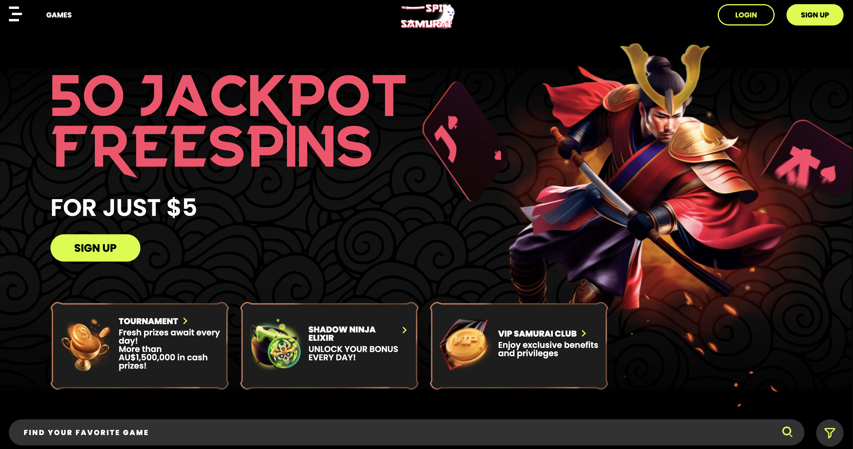 SpinSamurai interface